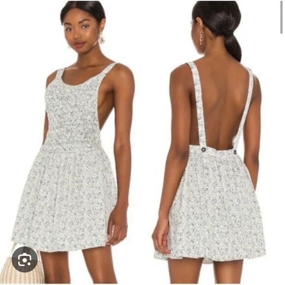 Free People Women's Petunia Cotton Short All Mini Dress Tea Combo L NEW - Picture 1 of 7